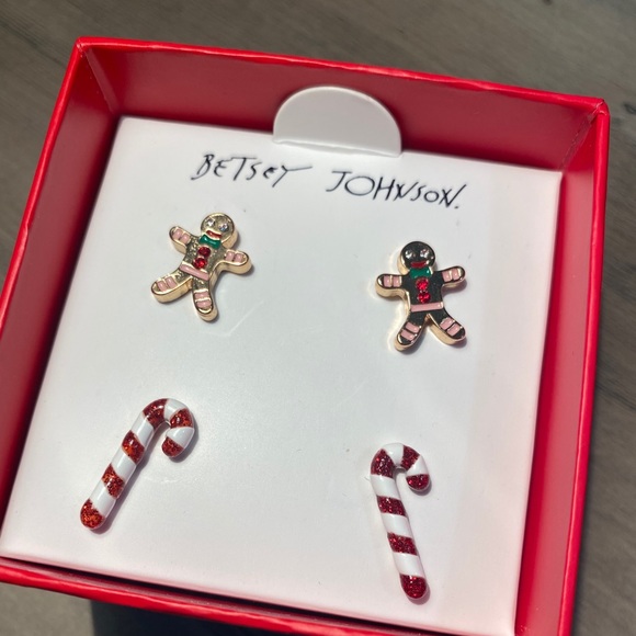 Betsey Johnson 2 pair Gingerbread and Candy Cane - Picture 2 of 7